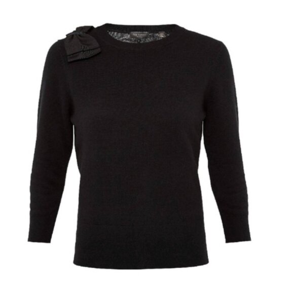 Ted Baker black Callah Bow Crew Neck Sweater top size 3 like new no tags - Picture 1 of 8